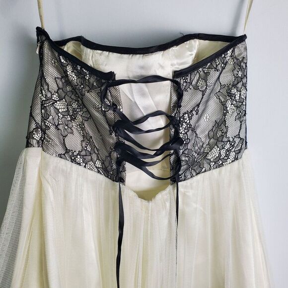 Vintage Jessica McClintock Gunne Sax Strapless Lace Tulle Mini Dress Size 3 - Picture 5 of 10